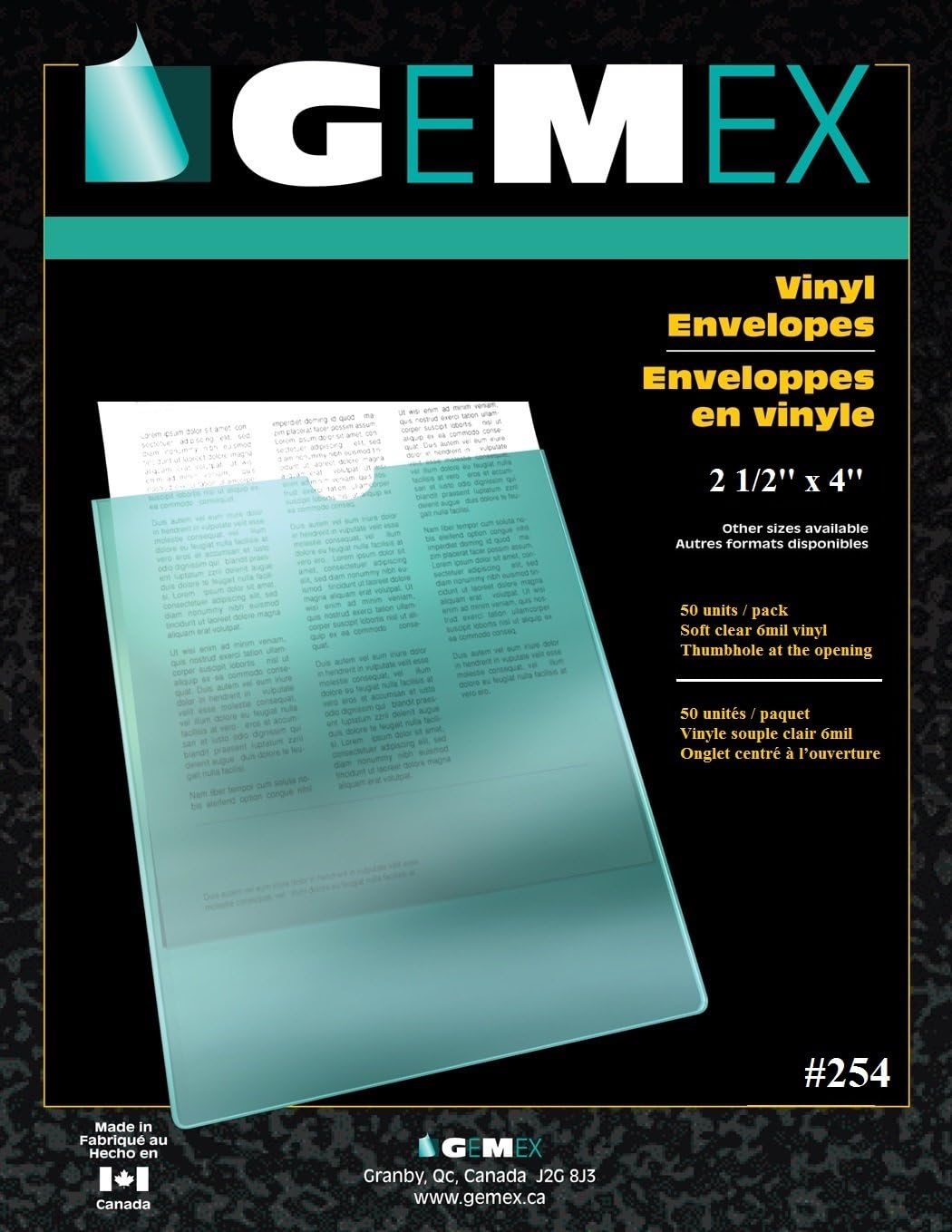 enveloppes de vinyle 2 1/2x4 #254 - 0