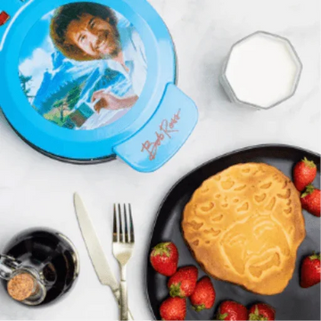 Bob Ross "Happy Little Waffles" Toaster & Waffle Maker? Non-Stick Artist Series Appliance