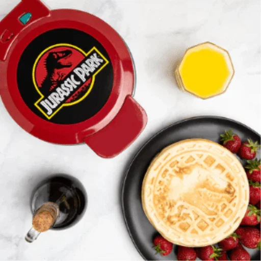 Jurassic Park 7" Waffle Maker? Iconic T-Rex Logo Non-Stick Character Waffle Iron