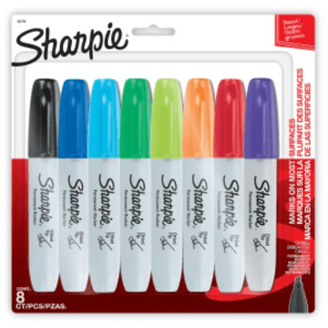 Sharpie Permanent Markers, Chisel Tip, Assorted Colours, 8 Count
