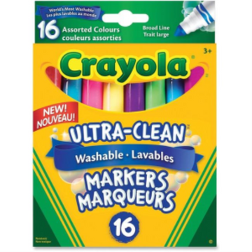16 Washable Broad Line Markers, Assorted