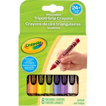 8 Washable Tripod Grip Crayons