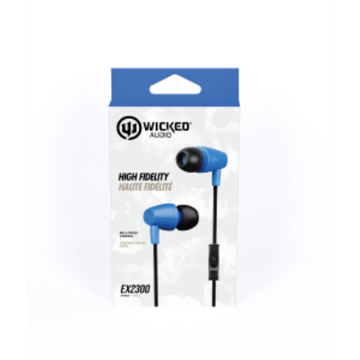 Wicked Audio EX2300 Wired Earbuds with Microphone - Blue