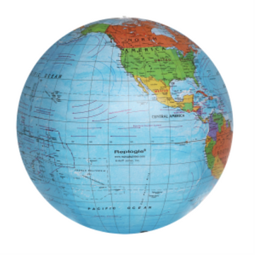 Inflatable Blue Ocean Globe 12"/30Cm Diameter Political (English) - Distribution Conrad