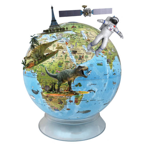 Day/Night Kids Globe 12"/30cm Diameter Blue Ocean Illuminated Desk Globe (English) - Distribution Conrad