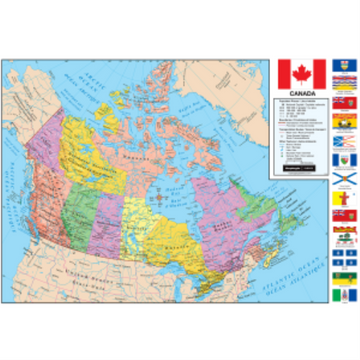 Canada 49"/124.5Cm X 33"/84Cm Wall Map (English/French) - Distribution Conrad