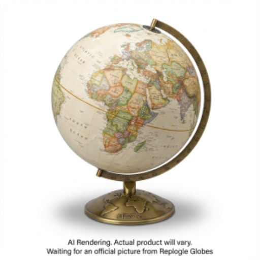 National Geographic Allamson 12"/30Cm Diameter Antique Parchment Ocean Desk Globe With Die-Cast Base And Semi- Meridian (English) - Distribution Conrad