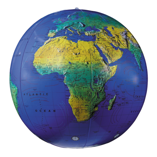 Inflatable Blue Ocean Globe 16"/40.5Cm Diameter Topographical (English) - Distribution Conrad