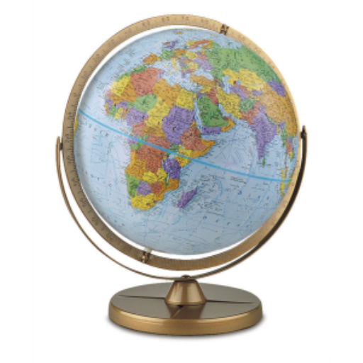 Replogle Pioneer Globe 12"/30Cm Diameter Blue Ocean Desk Globe With Metal And Full Meridian (English) - Distribution Conrad