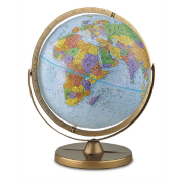 Replogle Pioneer Globe 12"/30Cm Diameter Blue Ocean Desk Globe With Metal And Full Meridian (English) - Distribution Conrad