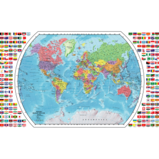 World Map Displayer With 49"/124.5Cm X 33"/84Cm World Map (French) 18 Maps To A Displayer. - Distribution Conrad
