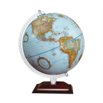 Replogle 12"/30Cm Diameter Blue Ocean Desk Globe With Wood Stand And Die-Cast Semi-Meridian (English) - Distribution Conrad