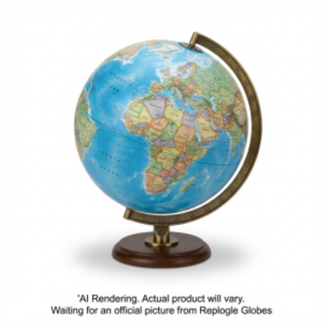 Replogle Globes 12" National Geographic Hudson Desk Globe ? Blue Ocean with Walnut-Finished Hardwood Base - Distribution Conrad