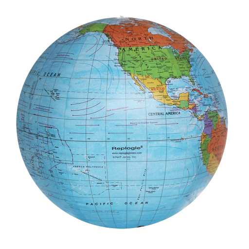 Inflatable Blue Ocean Globe 16"/40.5Cm Diameter Political (English) - Distribution Conrad