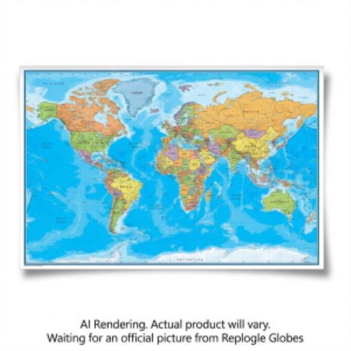 WORLD WALL MAP - 6/1 - Laminated Blue - EN - Distribution Conrad