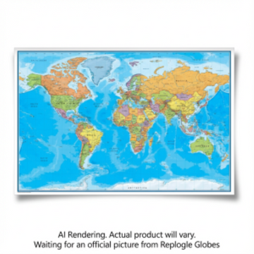 WORLD WALL MAP - 6/1 - Laminated Blue - EN - Distribution Conrad