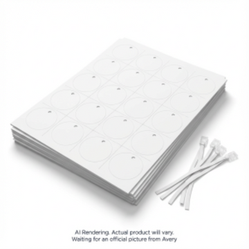 Avery Laser/Inkjet White Round Printable Tags w Strings, 2" Diam, 10 sheets/env, 120 tags/env