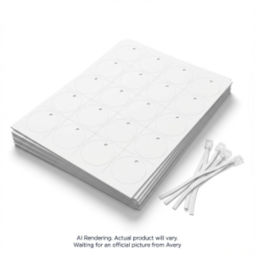 Avery Laser/Inkjet White Round Printable Tags w Strings, 2" Diam, 10 sheets/env, 120 tags/env