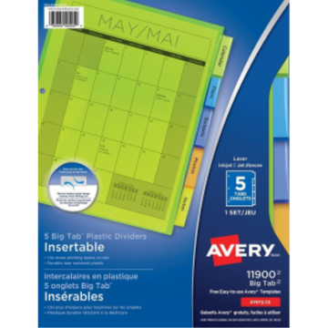 11900 PLASTIC DIVIDERS, 5 TAB, 1 SET, MULTICOLOUR