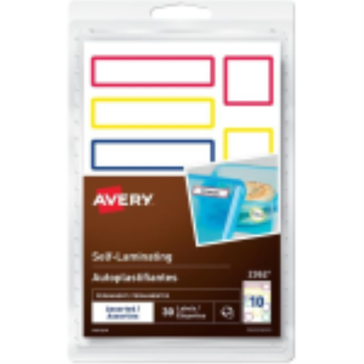 Avery Hand-write Self-Laminating Labels, Assorted, Primary Colors, 30 labels/pkg