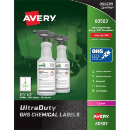 Avery Laser Ultraduty Industrial Labels 3?" x 5", Permanent, White, 50 sheets/box, 200 labels/box - Distribution Conrad