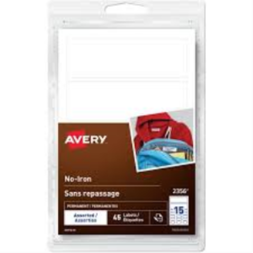 2375 Avery White No-Iron Fabric Labels Handwrite, ?" x 1", White / Permanent