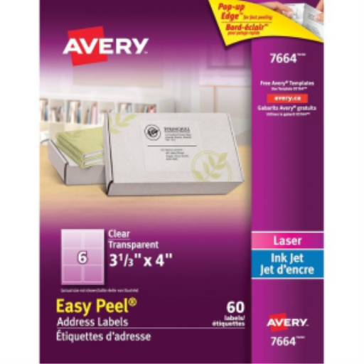 CLEAR EASY PEEL, 4" X 3 1/3", PERMANENT, 10 SHEETS/ENV. - Distribution Conrad