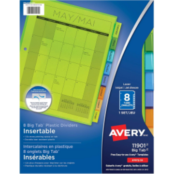 PLASTIC DIVIDERS, 8 TAB, 1 SET, MULTICOLOR