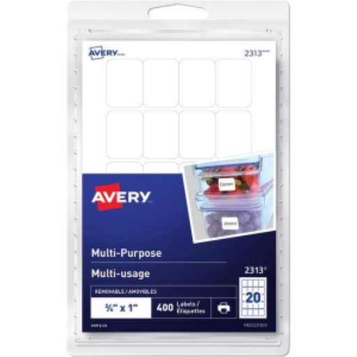 Avery? Multi-Purpose Removable Labels for Laser and Inkjet Printers, ?" x 1"  Removable Matte White Paper / White / Removable - Distribution Conrad