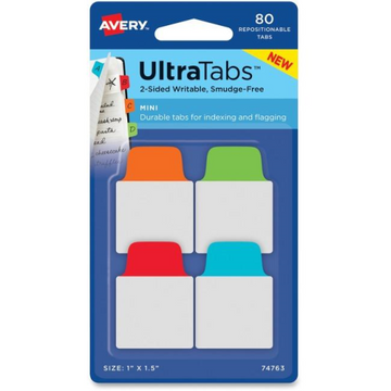 74763 AVERY ULTRATABS MINI 1" X 1-1/2" PRIMARY COLORS, RED,