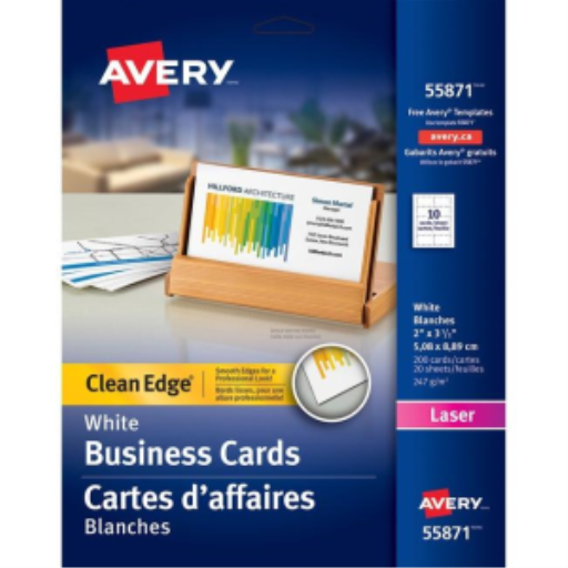 55871 CLEAN EDGE BUSINESS CARDS, WHITE, 2" X 3 1/2", 20 SHEE - Distribution Conrad