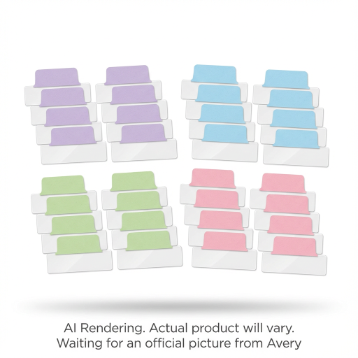 Avery Hand-write UltraTabs Margin Tabs, Pastel Colours, Lavender, Lt Blue, Lt Green, Pink, 48 pack - Distribution Conrad