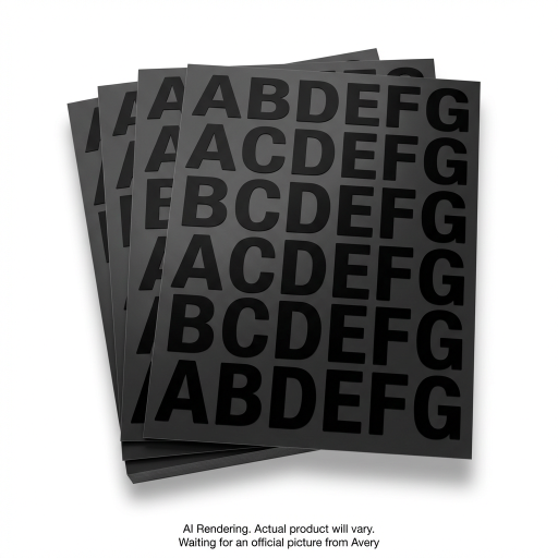 Avery Precut Vinyl Uppercase Letters, Black, 4 sheets/pack