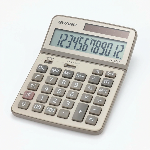 Sharp EL124TPK Twin Power Desktop Calculator ? 12-Digit Slanted LCD Display