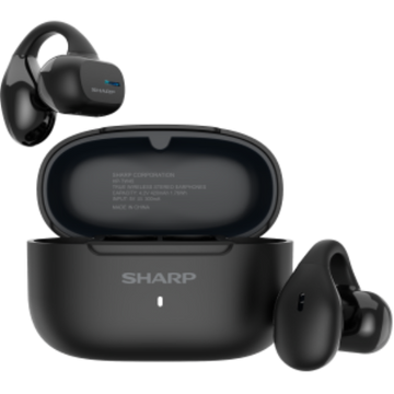 Sharp HP-TW45 Earclip Open-Ear True Wireless Earbuds - Secure Fit, IPX4 Water Resistant