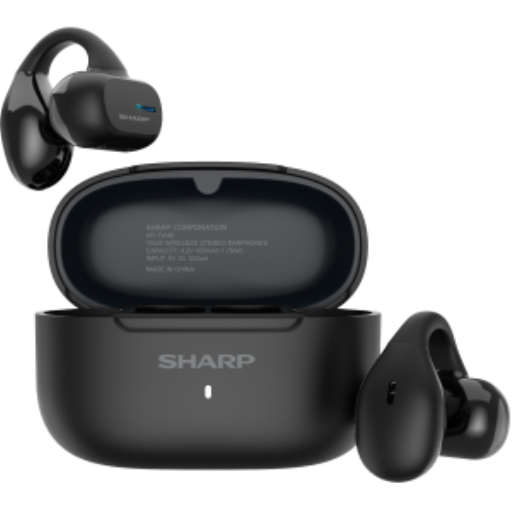 Sharp HP-TW45 Earclip Open-Ear True Wireless Earbuds - Secure Fit, IPX4 Water Resistant