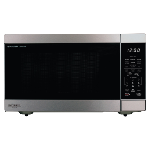 SHARP SMC1664KSC Carousel Countertop Microwave Oven with Inverter Technology – 1.6 cu. ft., 1100W, Stainless Steel