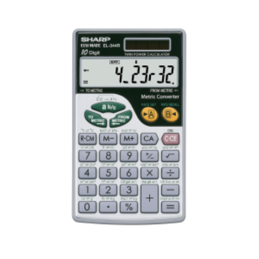Sharp EL344R Dual-Power Handheld Calculator ? 44 Metric Conversion Functions