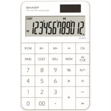 SHARP EL-VM73WH 12-Digit Flat Keytop Desktop Calculator with Cost/Sell/Margin Functions