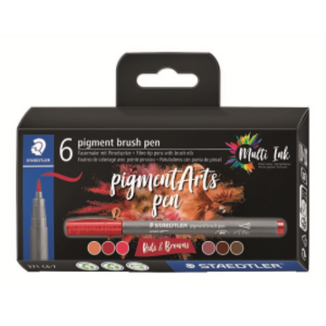 Pigment Brush Pen Reds&Browns 6Pcs