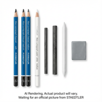 STAEDTLER Mars Lumograph Charcoal Drawing Set - 7-Piece Professional Sketching Kit with Pencils, Charcoal Sticks & Blending Stump