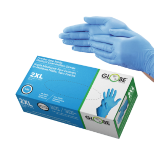 Gants en Nitrile sans Poudre 4mil Bleu Ciel Médical - 2X-Large (boîte de 100)