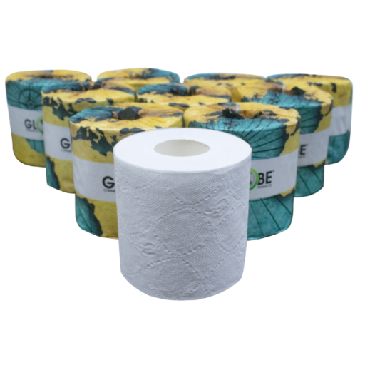 Globe Commercial Standard 2-ply toilet tissue, 500 sheets/roll, 48 rolls/case