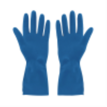 Gants en caoutchouc doublés d'argent, bleu poudré, grande manchette allongée (12 paires)