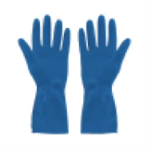 Gants en caoutchouc doublés d'argent, bleu poudré, grande manchette allongée (12 paires)