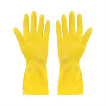Rubber Gloves Flocklined Yellow Medium Extended Cuff - (12 pair)