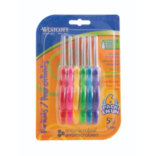 5" Antimicrobial Pointed Kids Scissors, 6/pk