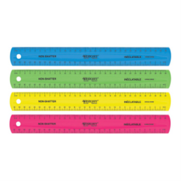 30cm Coloured Non-Shatter Ruler - Assorted Colours