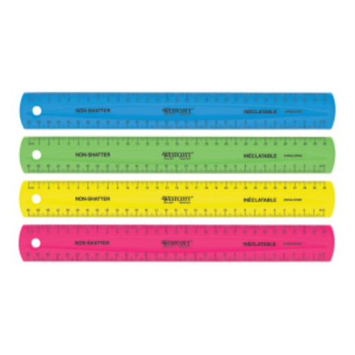 30cm Coloured Non-Shatter Ruler - Assorted Colours