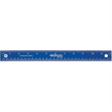 Stainless Steel Ruler 30cm/12" ? Inch/Metric, Assorted Colours / 30cm/12 po ? pouces/m?trique - couleurs assorties